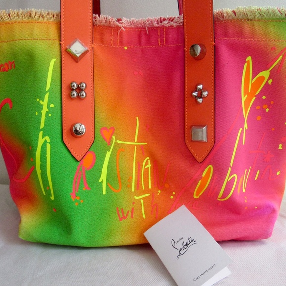 Christian Louboutin Spray Paint Canvas Frangibus Medium TOTE - Picture 2 of 10